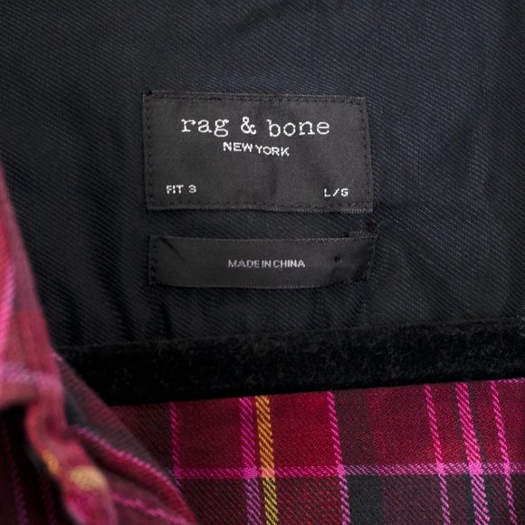 SOLD rag & bone Beach Shirt Flannel Fit 3 Burgundy Multi Relaxed Fit Plaid C6 - Picture 7 of 8